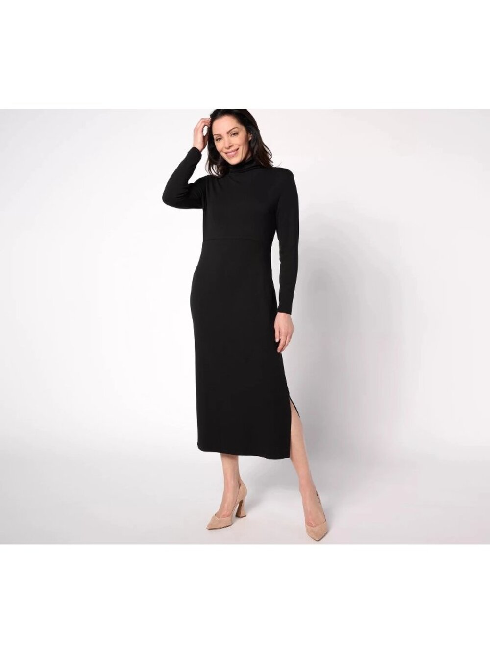 Women with Control Midi Dress XL Tall Finespun Jersey Tummy Control Modern NEW